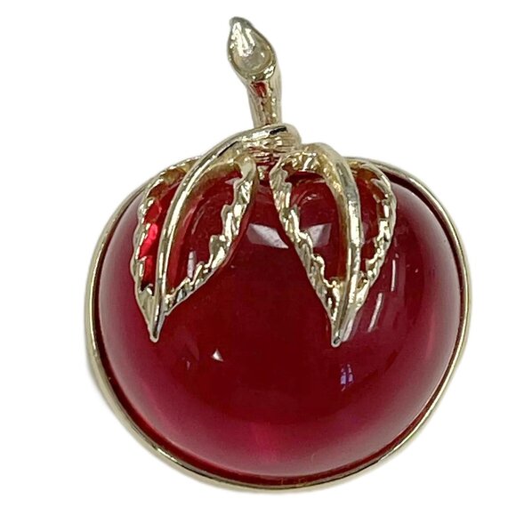Jewelry - Avon Red Apple Brooch 1970s